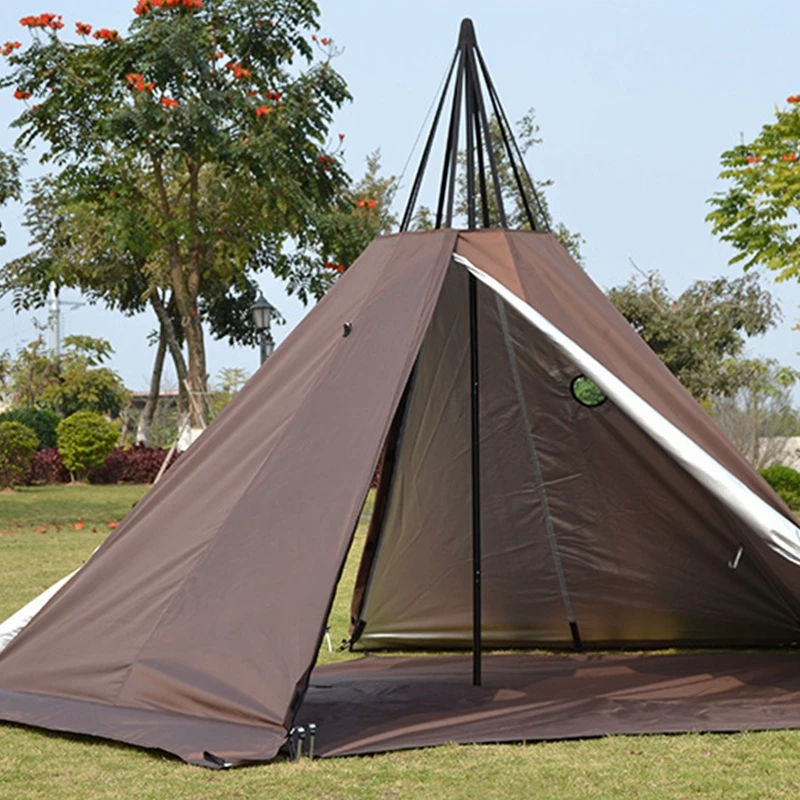 

Outdoor Pyramid Tent Camping and Mountaineering Pentagon 3-4 Person DIY Build Waterproof Survival Shelter Sunscreen Equipments