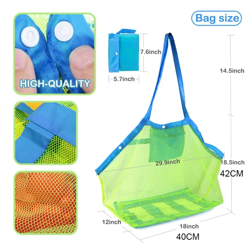 

Children Beach Mesh Toys Storage Bag Kids Folding Sand Away Net Tote Outdoor New