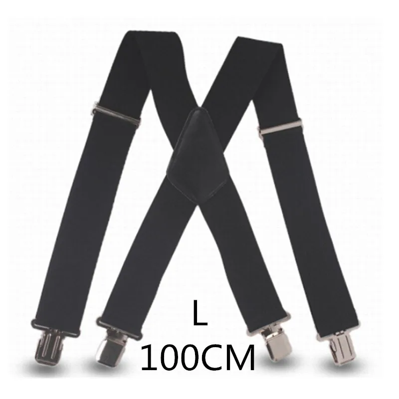 Black-100cm 100 см 120 см 140 см размера плюс 5 см ширина высокие эластичные регулируемые мужские подтяжки 4 прочные зажимы Подвески сверхпрочные х Задние подтяжки - Цвет: Black-100cm