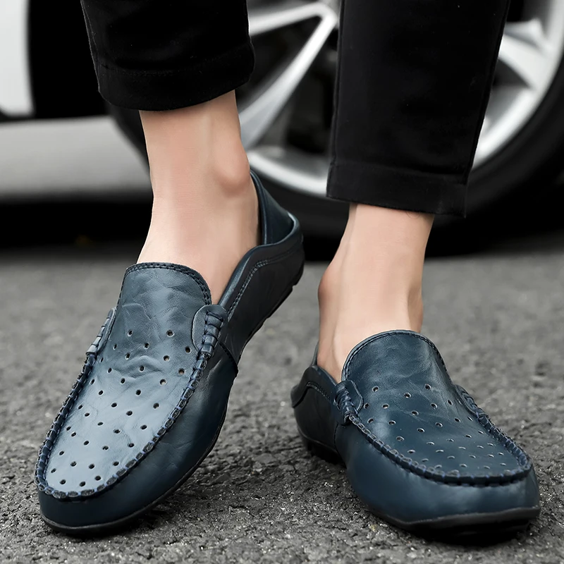 

REETENE Leather Men Casual Shoes Breathable Flats Loafers Male Comfortable Driving Shoes Men Big Size 37-47 Loafers For Men