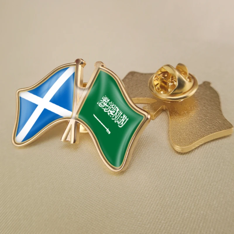 Шотландия и Саудовская Аравия перекрестные двойной флаг дружбы значков на