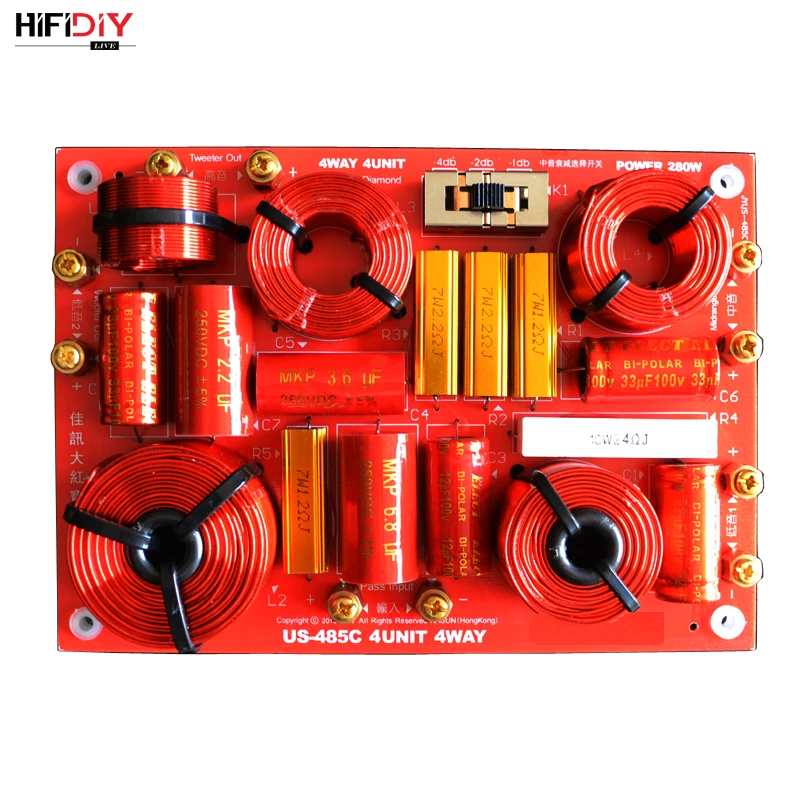 

HIFIDIY LIVE US-485C 4 Way 4 speaker Unit (tweeter + Mid +Bass+Sub)HiFi HOME Speakers audio Frequency Divider Crossover Filters