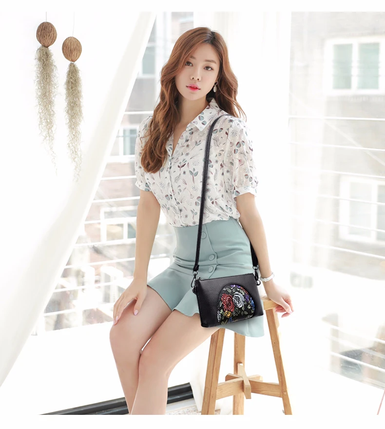 Женские сумки через плечо с цветочным принтом 2019 кожаные мессенджеры Женская