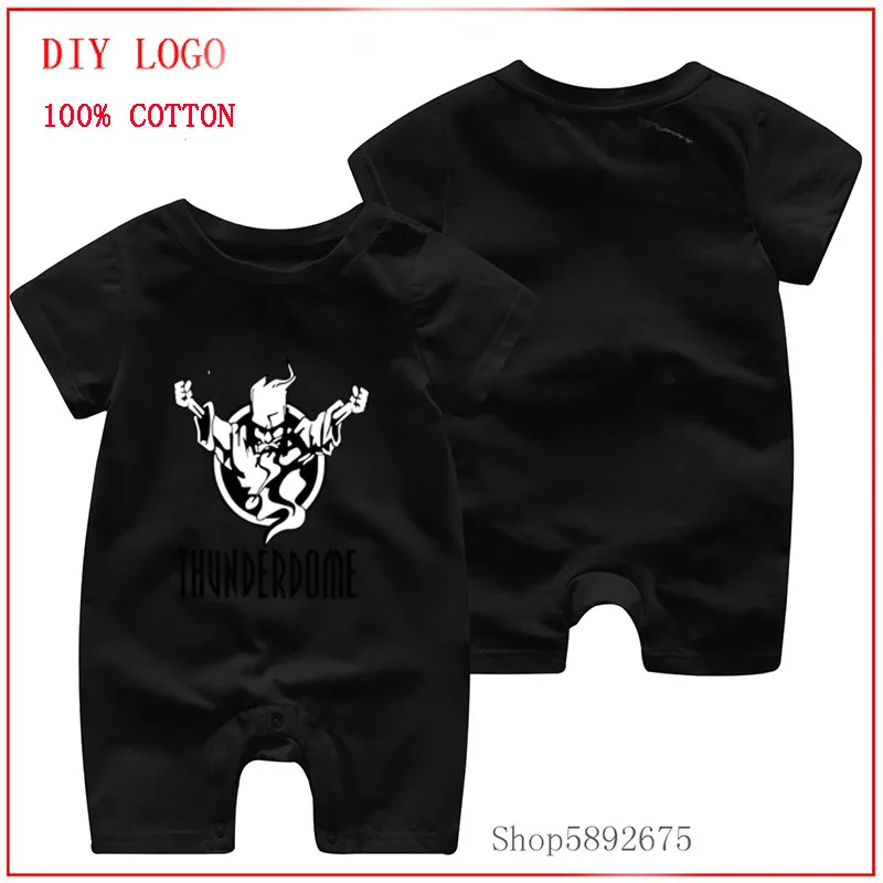 Latest design Summer New Style Short Sleeved Thunderdome Hardcore black Body Suit Baby new born baby boy clothes 3 to 6 months |