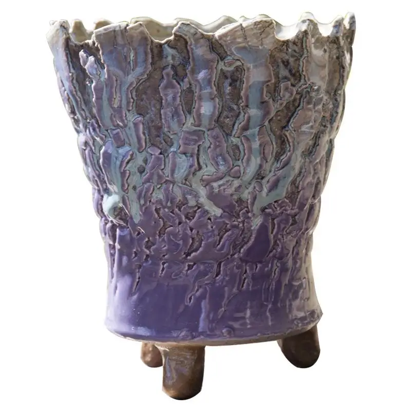 

1 Pc Ceramics Flower Pot Small Fresh Retro Big Burst Old Pile Pot Mage Pot Flow Glazed Fleshy Flower Pot Stoneware Ornaments