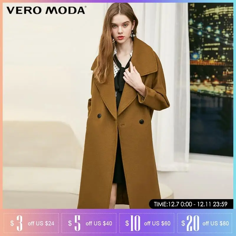 Vero Moda Женское зимнее длинное шерстяное пальто средней длины | 318327533 Женская