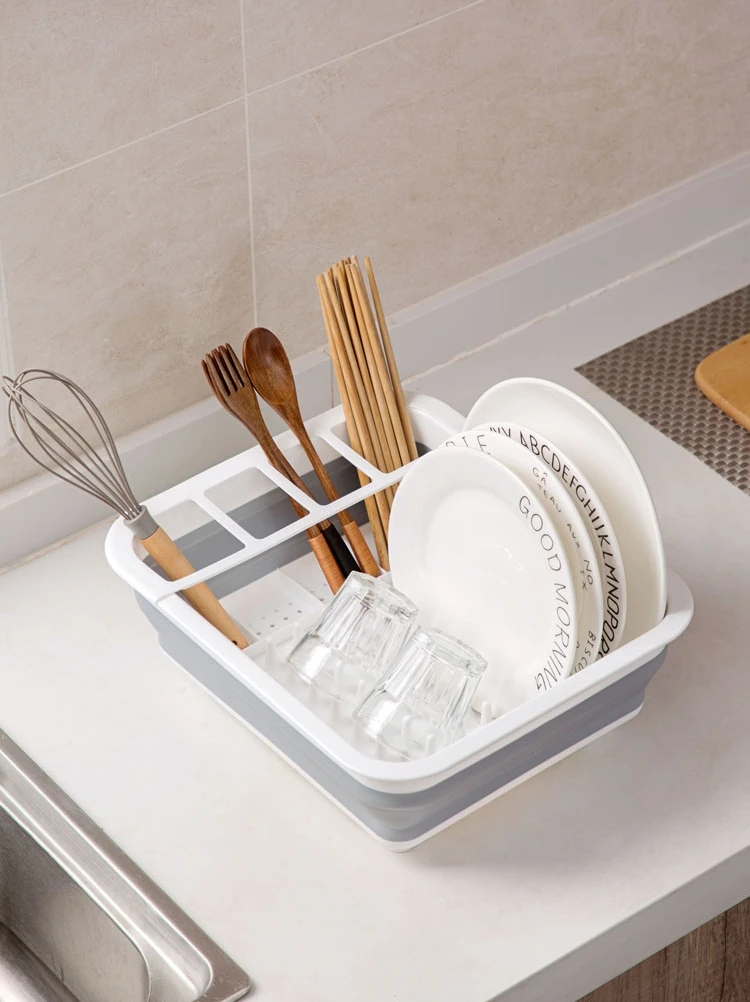 

Kitchen Accessories Dish Rack Set Dish Cutlery Cup Rack With Tray Steel Drain Bowl Rack Kitchen Shelf Folding Dish Rack Drainer
