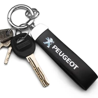 leather car keychains fashion auto logo printed key chain accessories for peugeot 107 108 206 207 301 308 407 4008 508 2008 3008