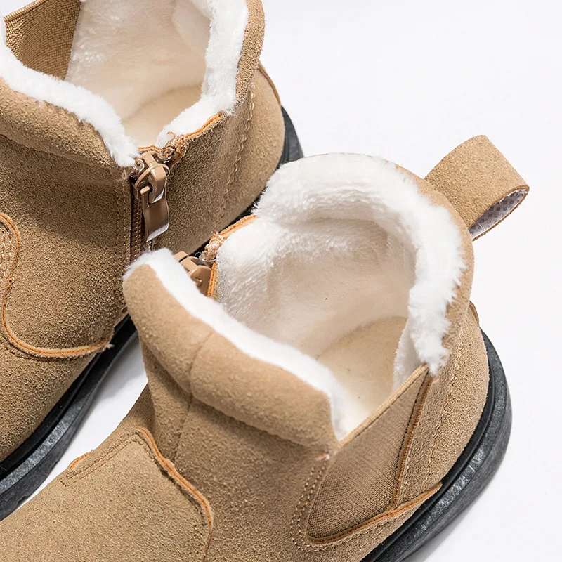 

Plus velvet thickened children snow boots kids pig leather cotton shoes boys short boots girls fashion winter warm boots