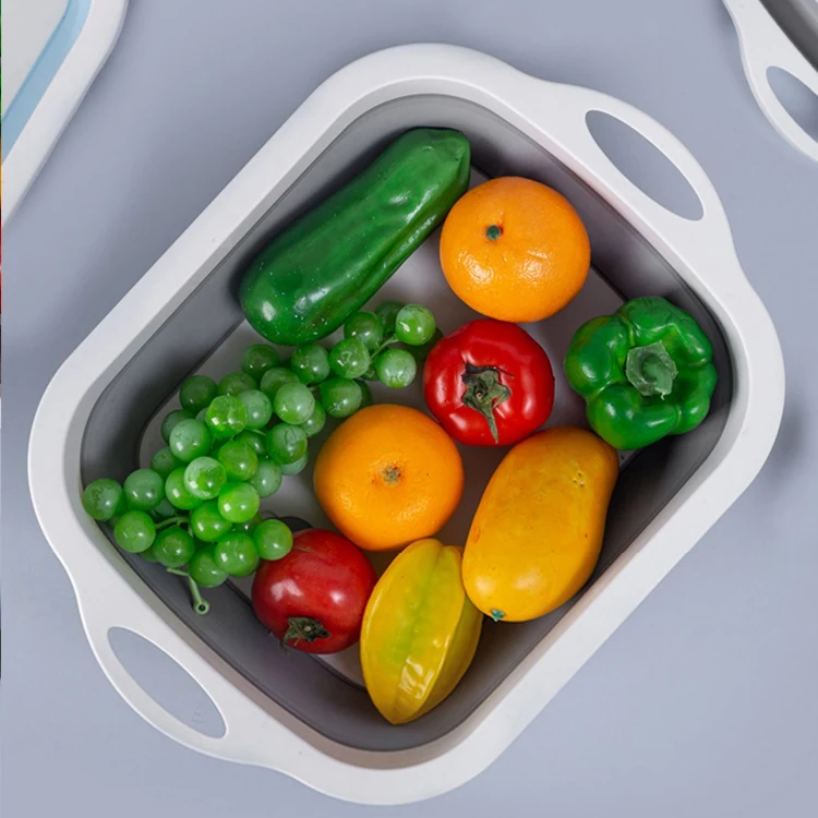 

Cutting Board Anti-mildew and Antibacterial Multifunctional Folding Cutting Board Basin Household Draining Integrated Basin