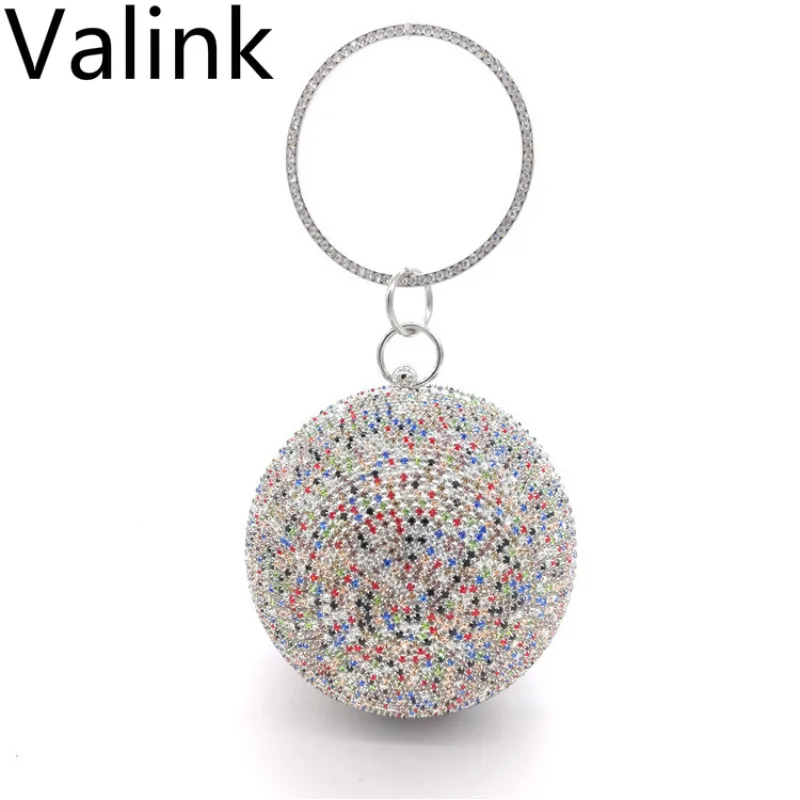 Женский клатч Стразы с кисточками и кристаллами Золотая круглая сумка шариками