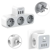 tessan 6 in 1 eu wall socket with 3 outlets 3 usb ports 100 230v charger power adapter with fireproof and overload protection