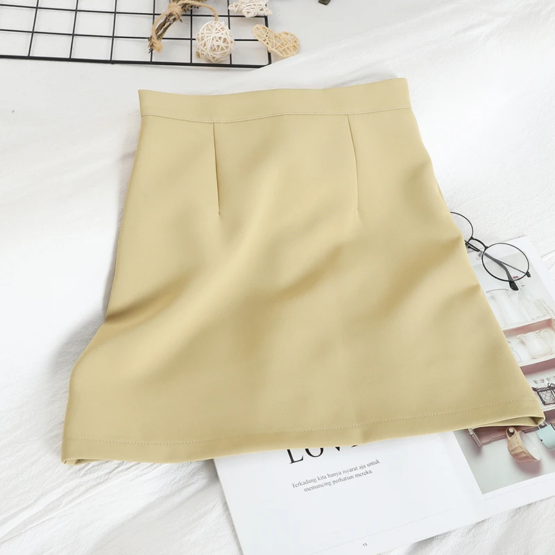 

Women Preppy Skirts Above Knee Mini Skirt Women's High Waist Simple Preppy Style Skirts Femme Faldas Mujer Skirt Summer