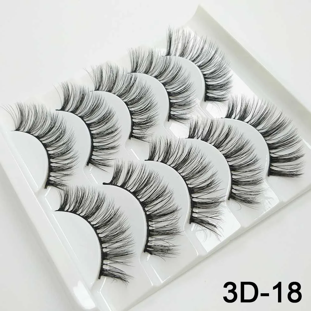 3D-18 5 пар норковых ресниц натуральные/толстые 3D Искусственные ресницы натуральные накладные ресницы ручной работы инструмент для макияжа накладные ресницы - Цвет: 3D-18
