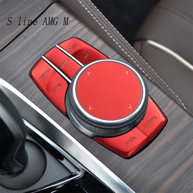 

Car Styling For BMW 5 series G30 X3 G01 X4 G02 6gt G32 Aluminium Alloy Drive Center Multimedia Buttons switch Cover Sticker Trim