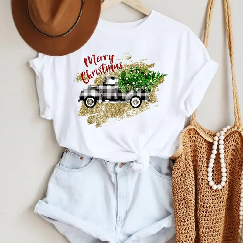 

Women 90s Style Trend Merry Christmas Fashion Print Tshirts Clothes 2022 Top Happy Holiday T Shirt Graphic Female Tee T-Shirt