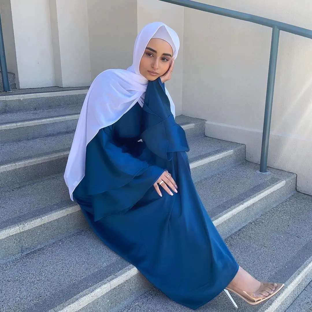 

Ramadan Muslim Fashion Satin Maxi Dresses for Women Hijab Dress Eid Abaya Dubai Turkey Abayas Islam Caftan Robe Longue Femme
