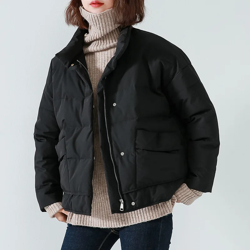 

Winter short cotton-padded coat, new Korean version, loose warmth, stand-up collar, thick warmth, padded jacket, casual fashion