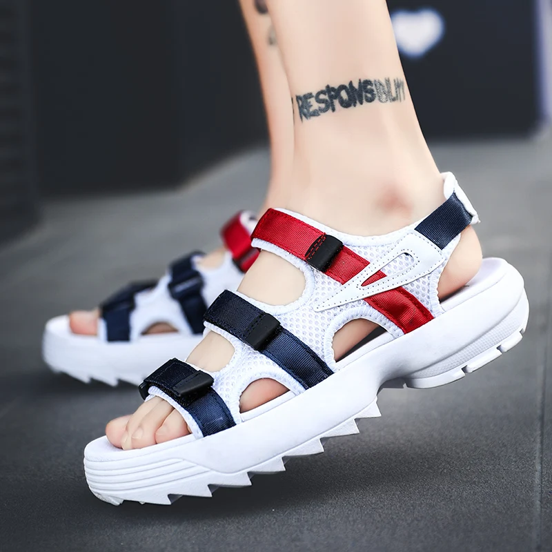 

Summer Men Sandals Chunky Hook&Loop Canvas Sandals Clogs Garden Shoes Outdoor Men Pool Sandals Indoor Slides Mules Beach Shoes