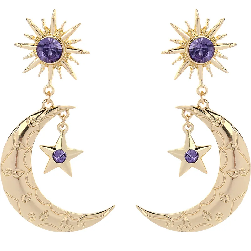 

Creative Exaggerated Star and Moon Earrings Female European and American Style Fashion Temperament Trend Commuter Earrings