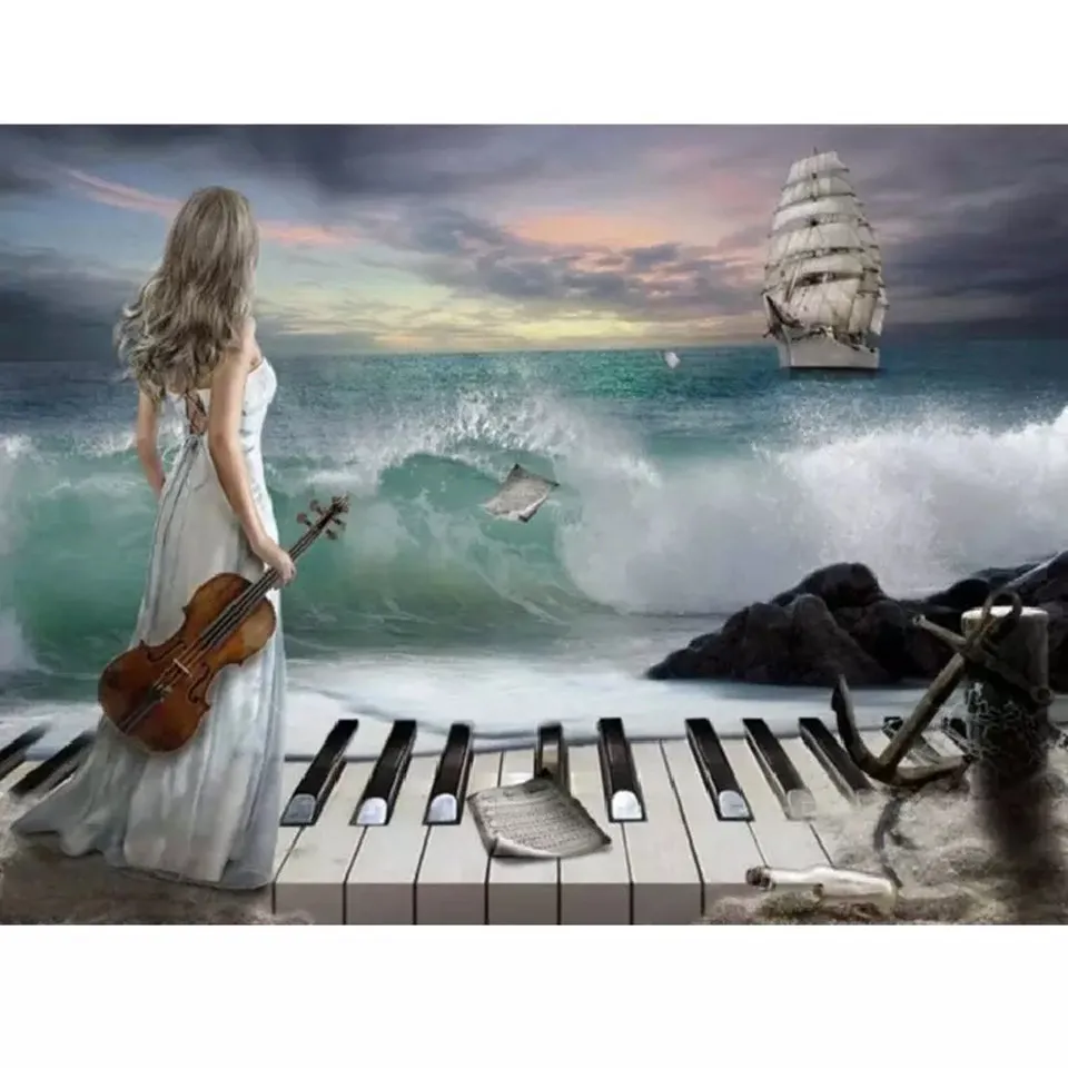 

5D diamond painting handmade DIY embroidery cross stitch full square diamond custom photo "Instrument Girl" wall home decor gift