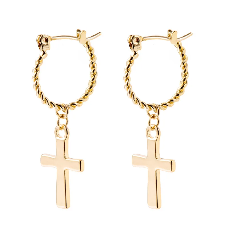 1 пара трендовые гнущиеся серьги кольца с крестиком для женщин вечерние подарок