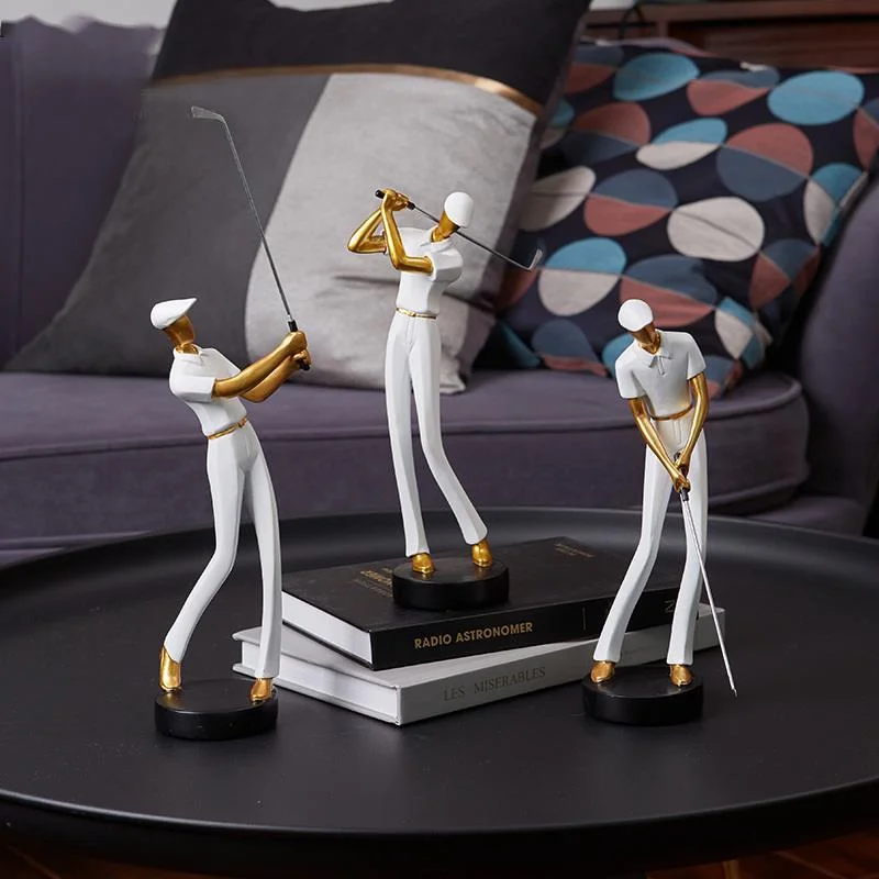 

Modern Creative Resin Golf Man Sculpture Wine Cabinet Living Room Crafts Character Statue Home Decoration Figurines Wedding Gift