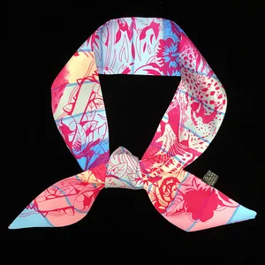 Платок женский Шелковый, с бабочками и цветочным принтом, 2020