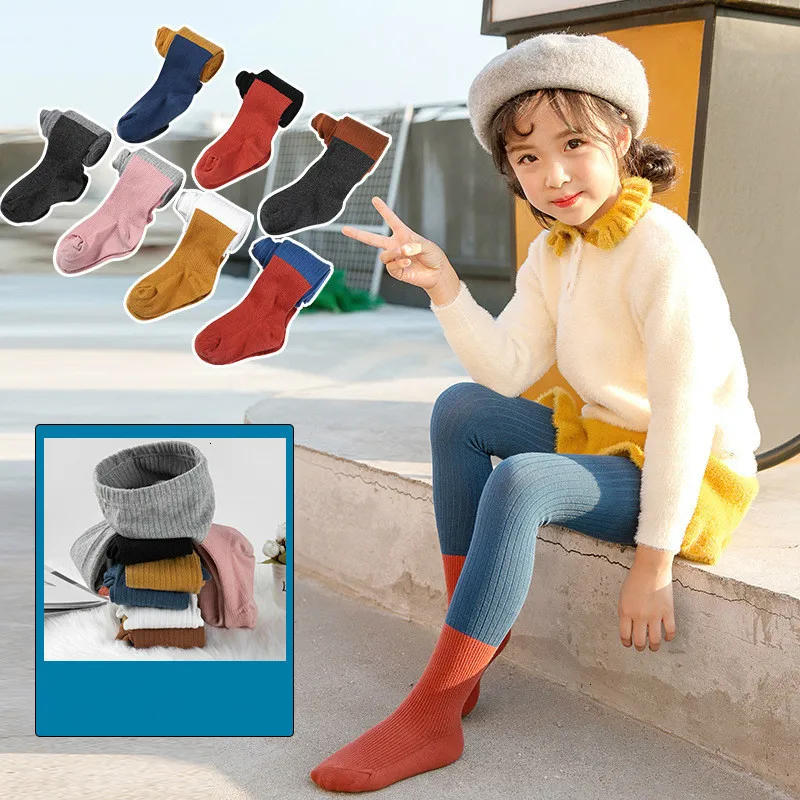 Детские леггинсы с лоскутным узором для девочек 3-10 лет осенние брюки карамельных