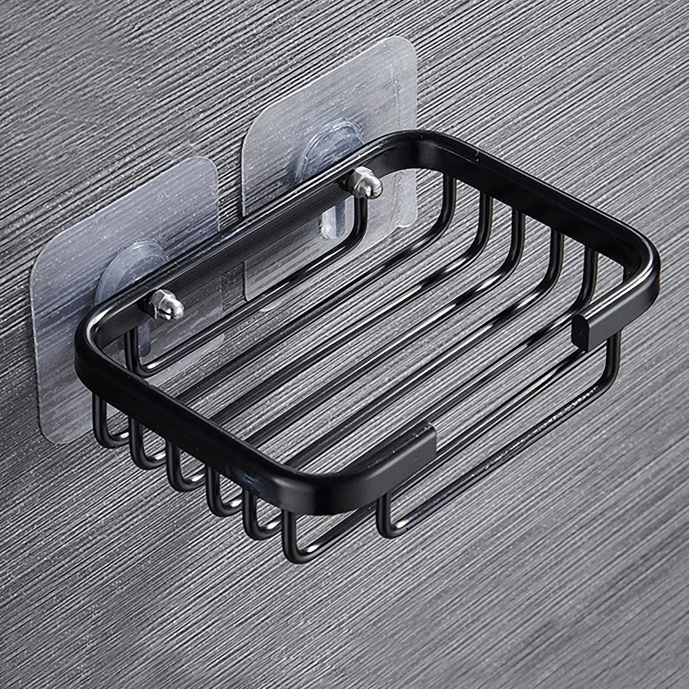 

Wall Mounted Soap Sponge Dish New Drill Free Soap Dish Holder Storage Rack Holder Hollow Type Bathroom Shower Storage Tray