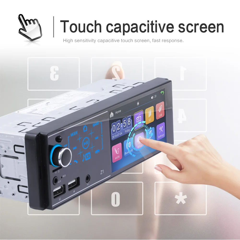 Автомагнитола 1Din с сенсорным экраном 4 1 дюйма mp5 плеером Bluetooth FM радио двумя USB