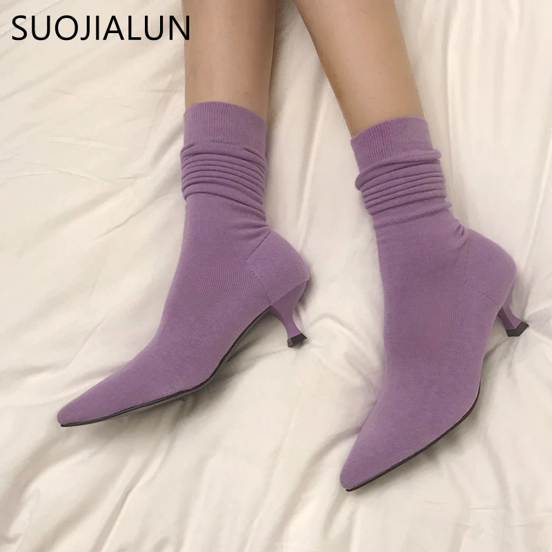 SUOJIALUN/женские ботинки модные эластичные ярких цветов сезон весна осень женские