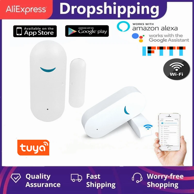 

Tuya Smart WiFi Door Sensor Door Open / Closed Detectors Magnetic Switch Window Sensor Work With Alexa Google Home TSLM