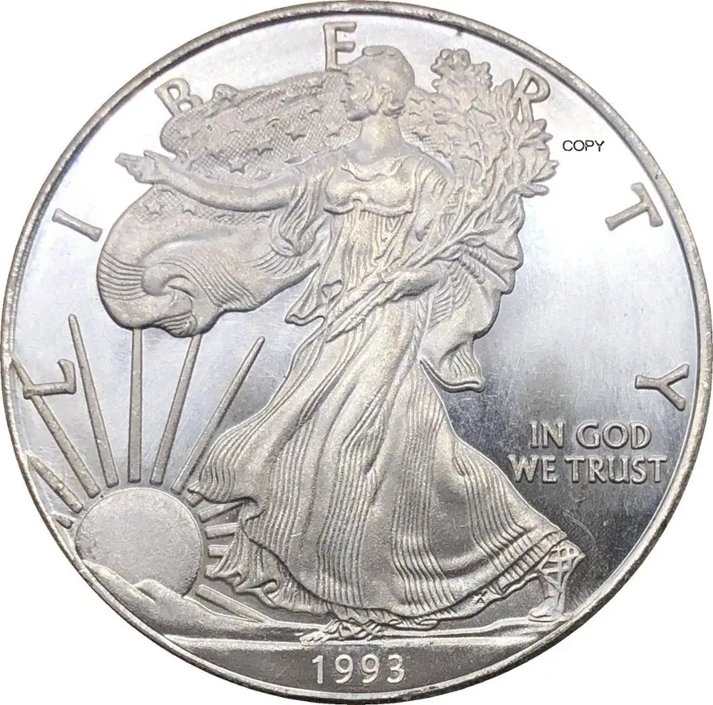 

1 доллар США, американский Серебряный Орел, слиток, монета 1993, покрытая серебром, памятная монета, копия монеты
