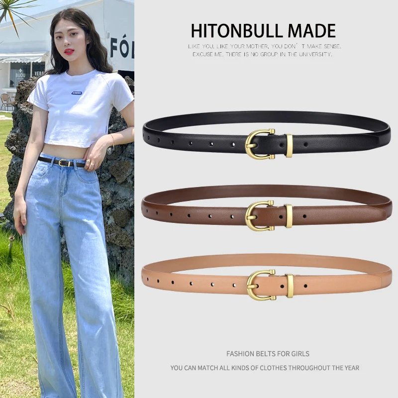 HITONBULL Female Genuine Leather Belts Womens Belt For Jeans Dress Waist Strap Pin Buckle Waistband Casual Luxury Brand Girdle