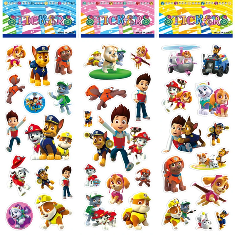 

Paw Patrol Stickers Anime Figure Chase Marshall Skye Rubble Toys Kids Helmet Skateboard Travel Case Spin Master Deco Sticker