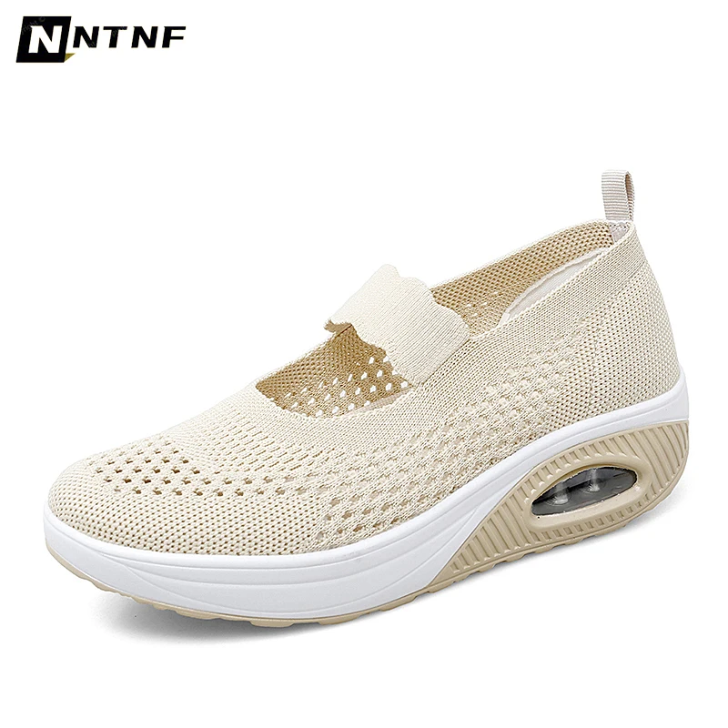 

Женские сетчатые кроссовки без шнуровки, мягкая обувь для прогулок, обувь для медсестер, дышащая подошва, лоферы, подарок для матери, для тен...