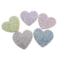 50pcs 4 34 5cm gliter heart padded appliques for diy baby hair clip headwear crafts decor ornament accessories