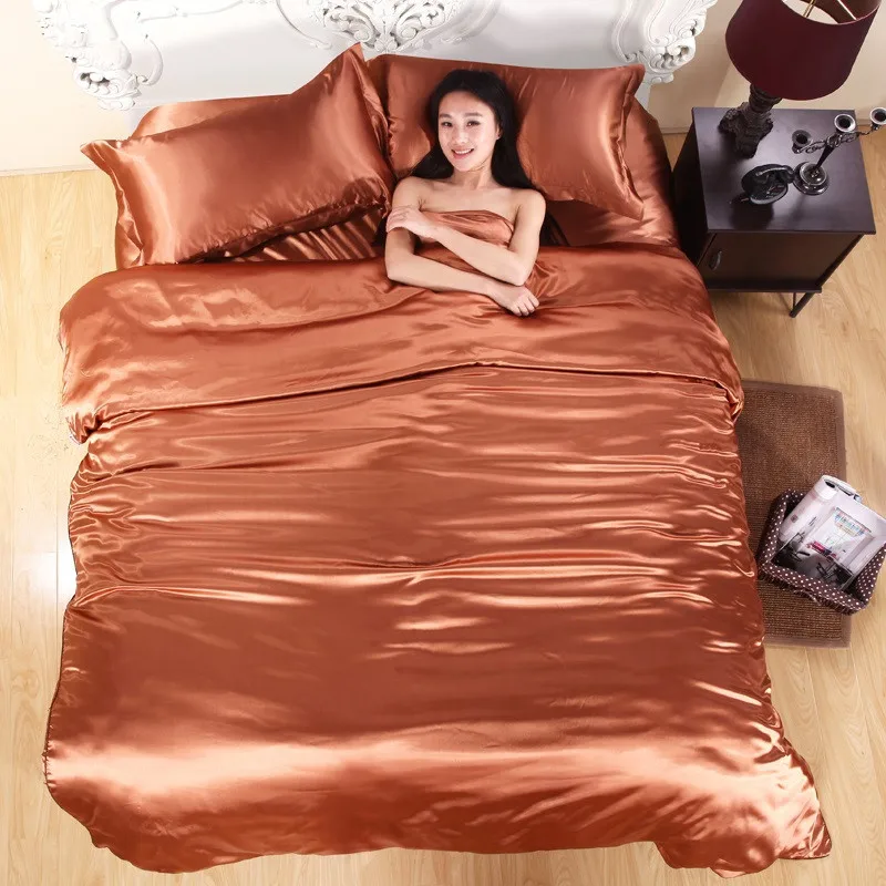 

Bedding set king size pure satin silk set Home Textile romantic Style
