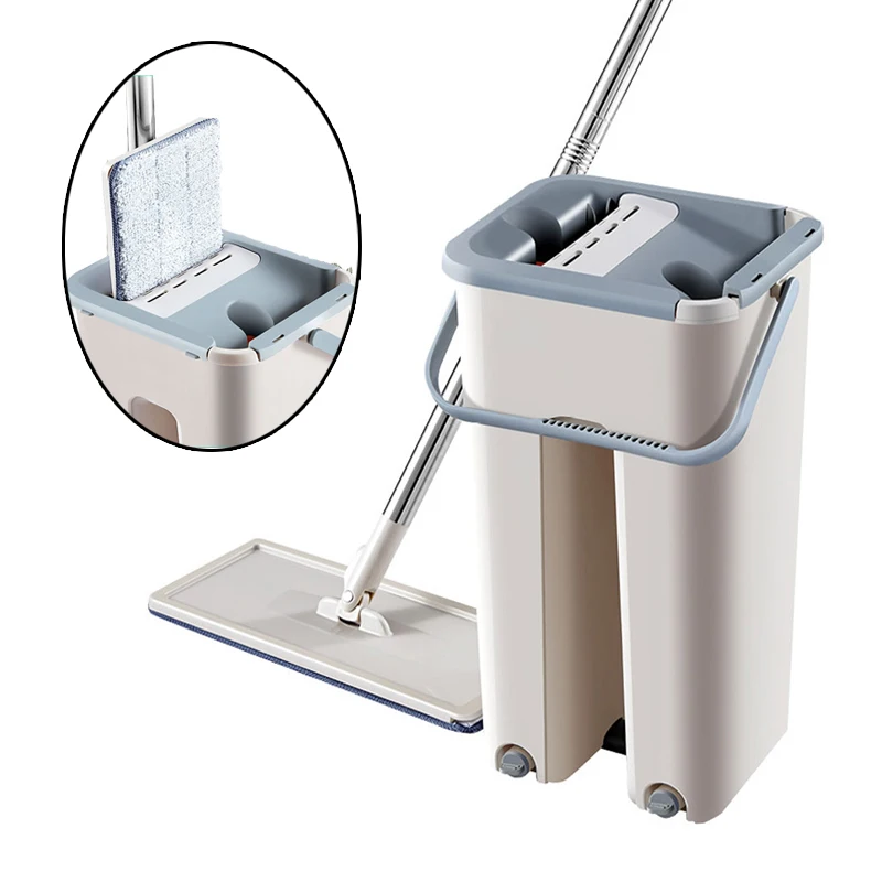 Плоская сжимающаяся половая тряпка ведро ручная свободная отжимание из