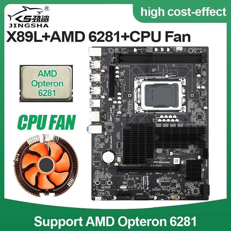 Billig JINGSHA Buchse AM3 AMD X89 Set G34 Buchse Motherboard Set Mit AMD Opteron 6281 Cpu Und CPU Fan SATA2 USB 3,0
