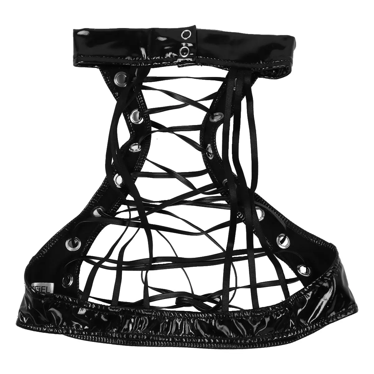 

Fashion Punk Cupless Bra Top Leather Harness Belt Body Bondage Chest Straps Black Studded Rivet Cropped Tops Sexy Bras Lingerie