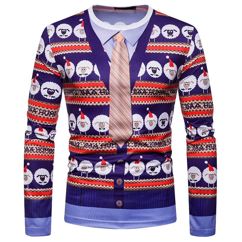 

Рождественская футболка для мужчин 2019 бренд 3D поддельный костюм Мужская футболка с рисунком забавная Harajuku Slim Fit Футболка Homme рождественские...