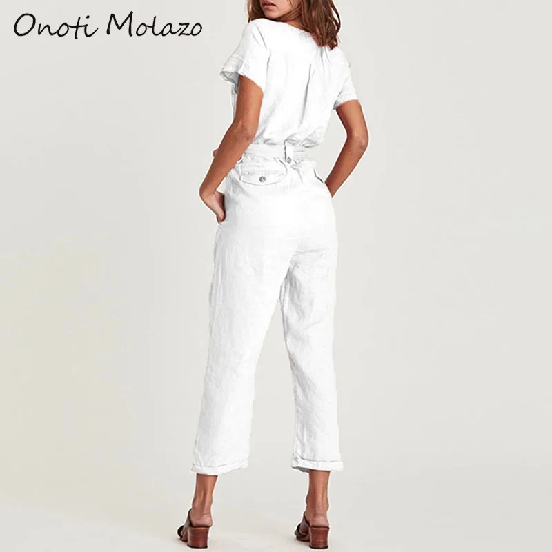 Onoti Molazo Solid Jumpsuits Rompers Casual Sashes Pockets Summer Ladies Female 2020 Spring New Fashion | Женская одежда