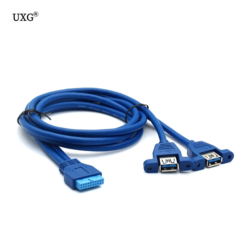 Кабель-удлинитель с двумя портами USB 3 0 19pin 20pin на 30 см 50 80 1 фут 2 фута винтовым