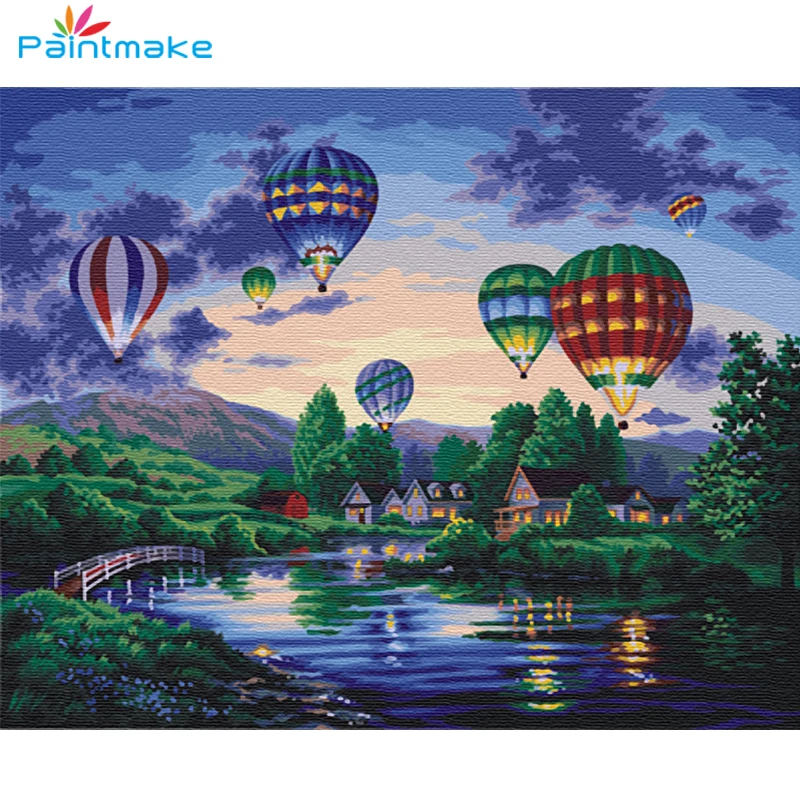 Краска для создания воздушных шаров пейзаж DIY по номерам Масляная на холсте