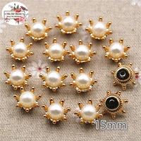 50pcs 15mm golden flower pearl plastic button sewing button decoration sewing craft scrapbook accessories