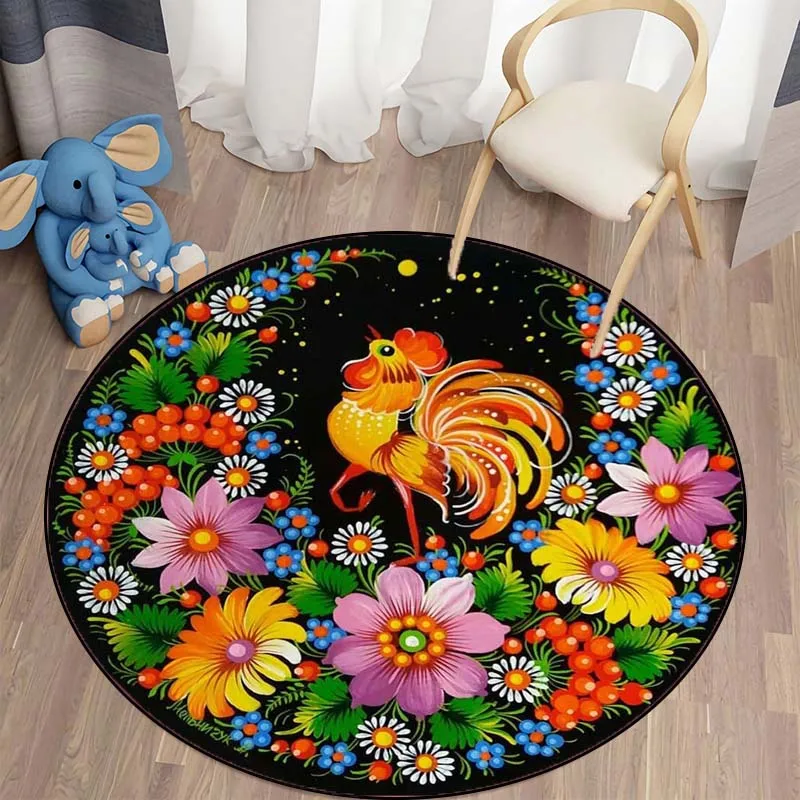 Декоративный Круглый ковер с цветами для комнаты спальни нескользящий принтом