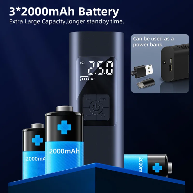 Comprar Bomba De Inflado Eléctrica, Compresor De Aire Digital Inteligente, Inalámbrico, Portátil, 12V, Detección De Presión De Neumáticos Para Bolas De Coche, Bicicleta Y Motocicleta