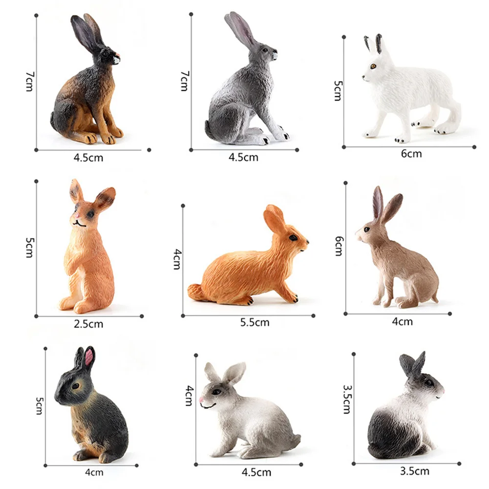 

9Pcs Small Simulation Rabbit Animal Model Figurine Kids Toy Table Decoration
